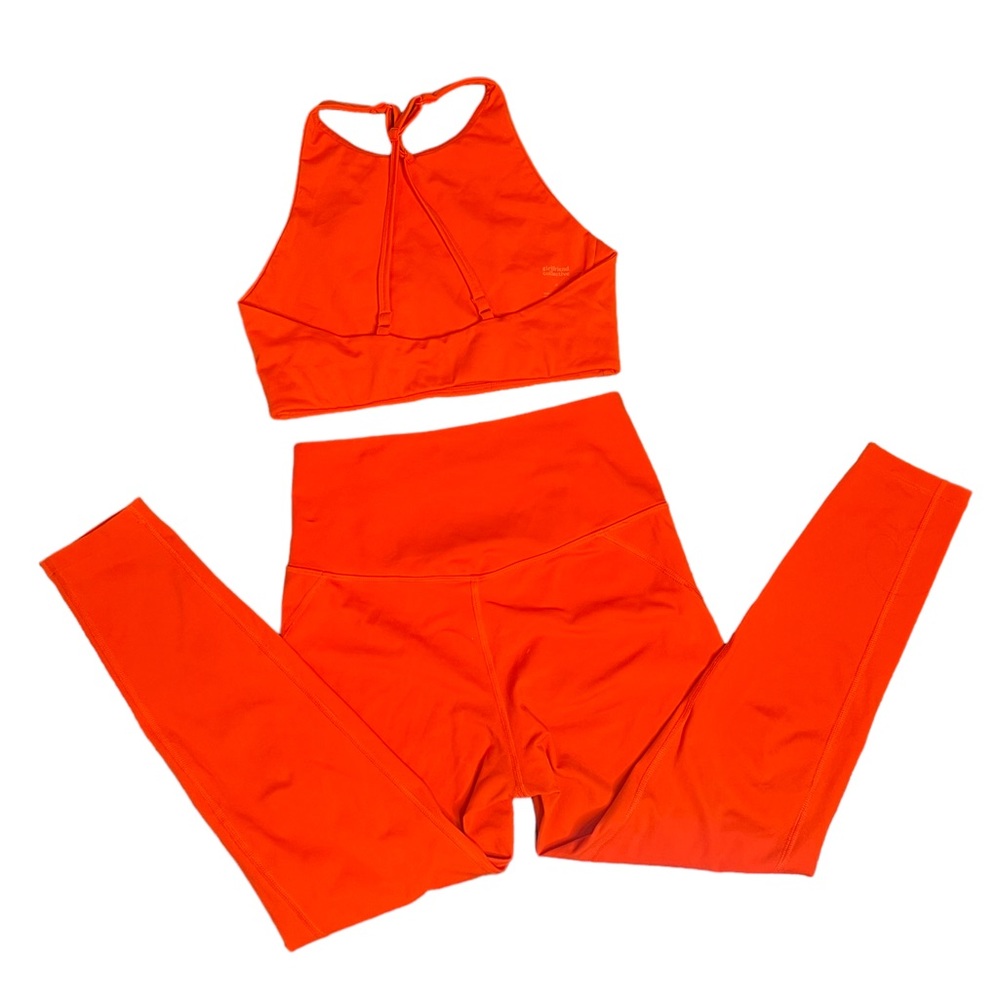 Girlfriend Collective Blood Orange Crop Legging and Sports Bra Set Size Small